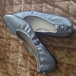 Silver ballet flats